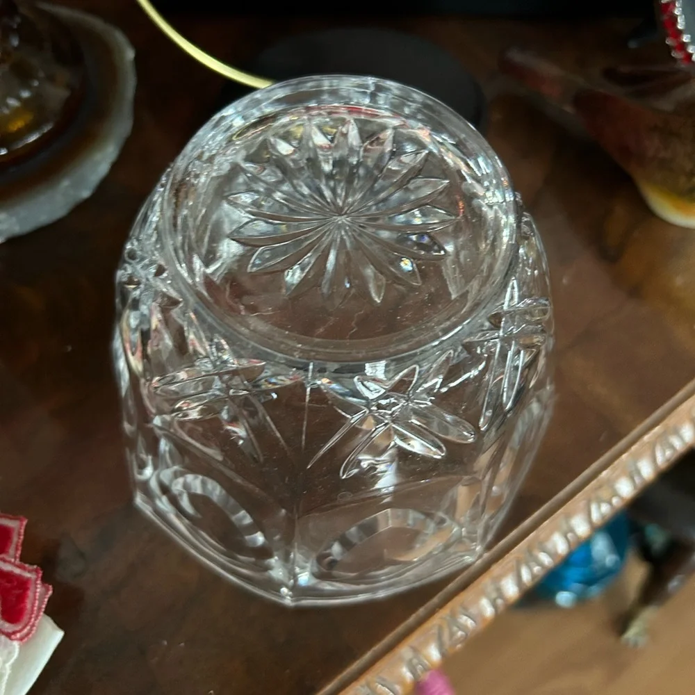 Vintage Crystal Heart Bowl With Scalloped Rim and Hearts Design